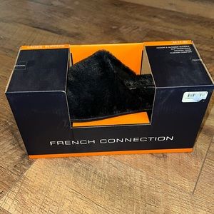 New in box slide on black fuzzy house slippers 7-8